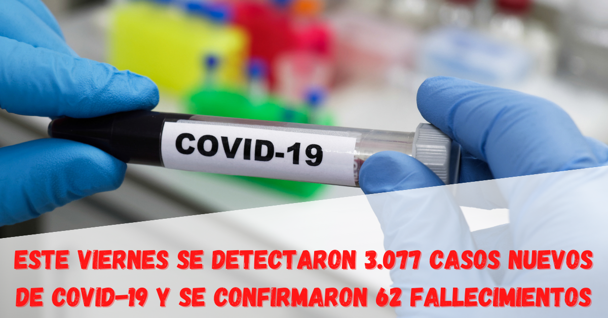 Este Viernes Se Detectaron 3.077 Casos Nuevos de Covid-19 y Se Confirmaron 62 Fallecimientos