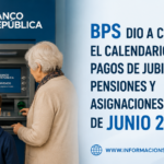 Calendario de pagos BPS junio 2026