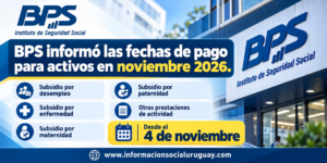 fechas de pago BPS noviembre 2026