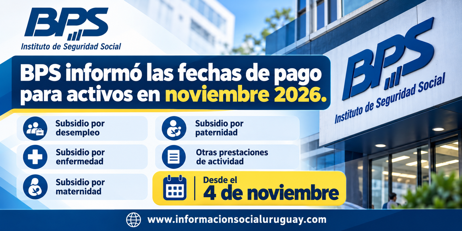fechas de pago BPS noviembre 2026